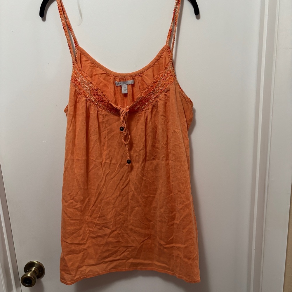 Old Navy women’s XXL Apricot 100% Cotton Sleeveless Smocked Tank Style XXL